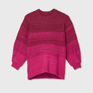 NWT Isabel Maternity Burgundy/Hot Pink Ombre Oversized Bulky Knit Sweater